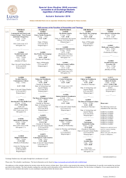 Special Area Studies (SAS-courses) accessible to all Exchange