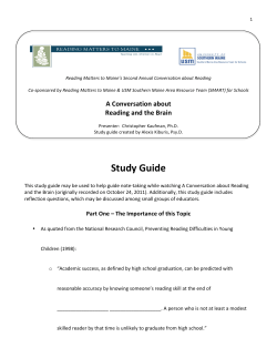 Study Guide - Reading Matters To Maine