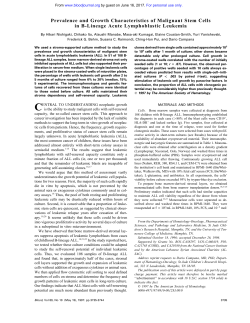 Prevalence and Growth Characteristics of Malignant Stem Cells in B