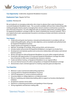 Underwriter, Equipment Breakdown Insurance