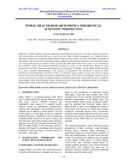 PUBLIC HEALTH RESEARCH FROM A THEORETICAL SCIENTIFIC