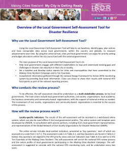 Overview of the Local Government Self-Assessment Tool