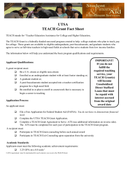 teach grant fact sheet - UTSA College of Education