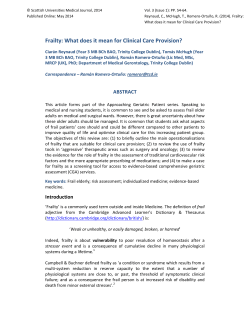Frailty: What does it mean for Clinical Care Provision?