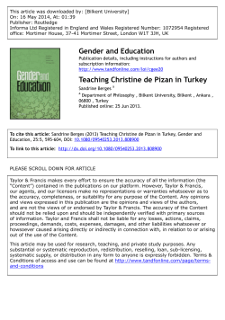 Gender and Education Teaching Christine de Pizan in Turkey