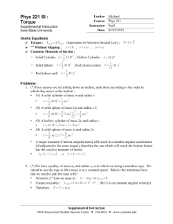 Phys 221 SI : Torque - Iowa State University