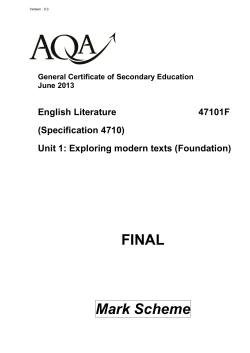 GCSE English Literature Mark scheme Unit 01 - Exploring