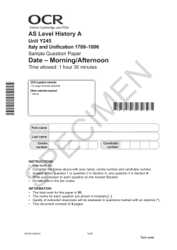 Italy and Unification 1789-1896