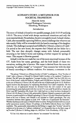 Achsah`s Story: A Metaphor for Societal Transition