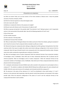 2016-17 Class: X Sub. : CHEMISTRY All questions are compulsory.