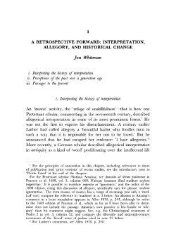 INTERPRETATION, ALLEGORY, AND HISTORICAL