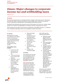 Oman: Major changes to corporate income tax and