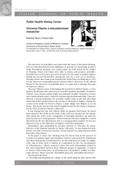 ITALIAN JOURNAL OF PUBLIC HEALTH Public Health History