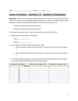 Linear Functions – Activity 3.3 – Systems of Equations