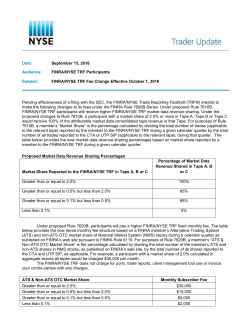 Date: September 15, 2016 Audience: FINRA/NYSE TRF Participants