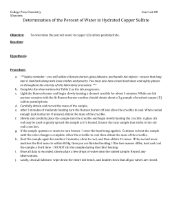 Determination of the Percent of Water in Hydrated Copper Sulfate