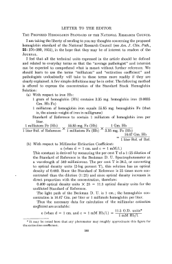 The Proposed Hemoglobin Standard of the National Research Council