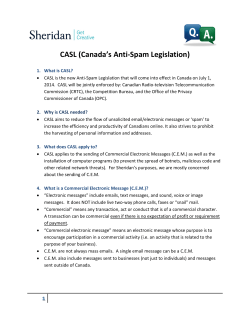 CASL (Canada`s Anti-Spam Legislation)
