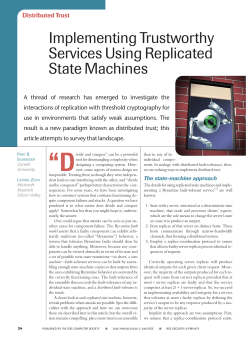 Implementing Trustworthy Services Using Replicated State Machines