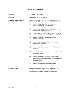 LESSON ASSIGNMENT LESSON 2 Fluids and Electrolytes