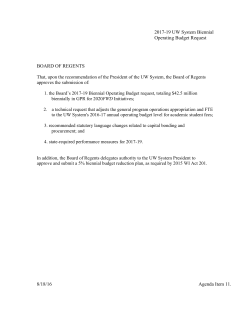2017-19 biennial budget request - University of Wisconsin System