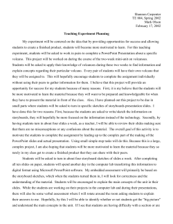 Teaching Experiment Planning