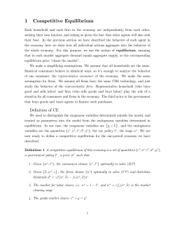 1 Competitive Equilibrium