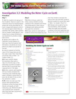 Investigation 3.2: Modeling the Water Cycle on Earth