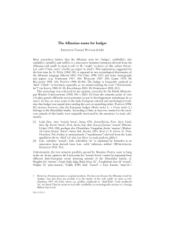 The Albanian name for badger - Zeitschrift f&uuml;r Balkanologie
