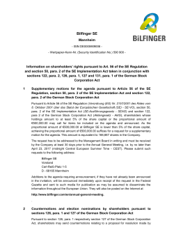 Information on shareholders` rights pursuant to Art. 56