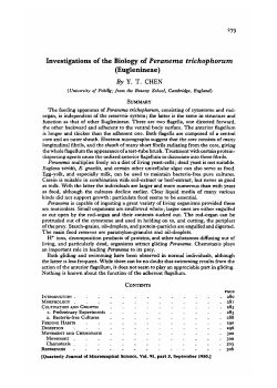 Investigations of the Biology of Peranema trichophorum (Euglenineae)