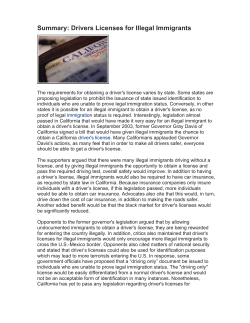 Summary: Drivers Licenses for Illegal Immigrants