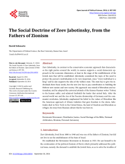 The Social Doctrine of Zeev Jabotinsky, from the Fathers of Zionism