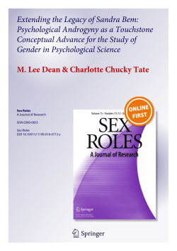 Extending the Legacy of Sandra Bem: Psychological Androgyny as