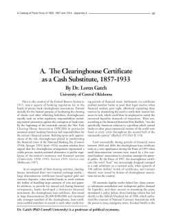 The Clearinghouse Certificate as a Cash Substitute
