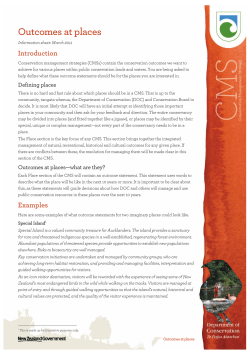 outcomes at places - Department of Conservation