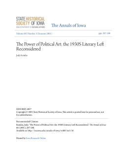 The Power of Political Art: the 1930S Literary Left Reconsidered