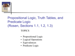 Propositional Logic, Truth Tables, and Predicate Logic (Rosen