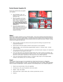 Family Disaster Supplies Kit Water * Food *