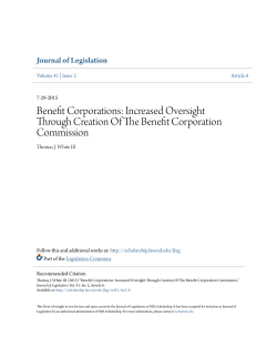 Benefit Corporations: Increased Oversight