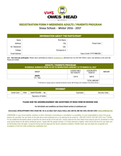 REGISTRATION FORM 9 WEEKENDS ADULTS / PARENTS
