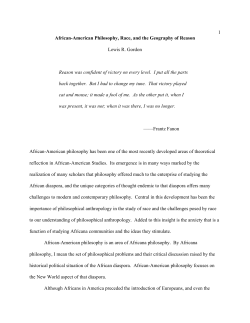African-American Philosophy, Race, and the Geography of Reason