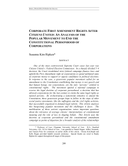 Corporate First Amendment Rights after Citizens United