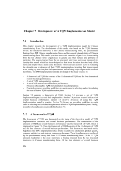 Chapter 7 Development of A TQM Implementation Model