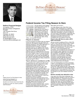 Federal Income Tax Filing Season Is Here