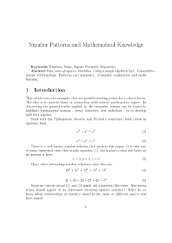 Number Patterns and Mathematical Knowledge