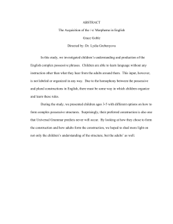 ABSTRACT The Acquisition of the /-s/ Morpheme in English Grace