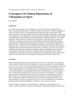 Cybersport 2.0: Ethical Dimensions of Videogames as Sport