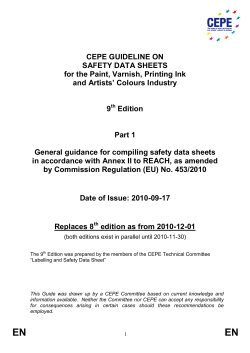 CEPE GUIDELINE ON SAFETY DATA SHEETS for the Paint