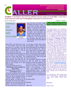Greetings Greetings First Church Faith Community: Community: